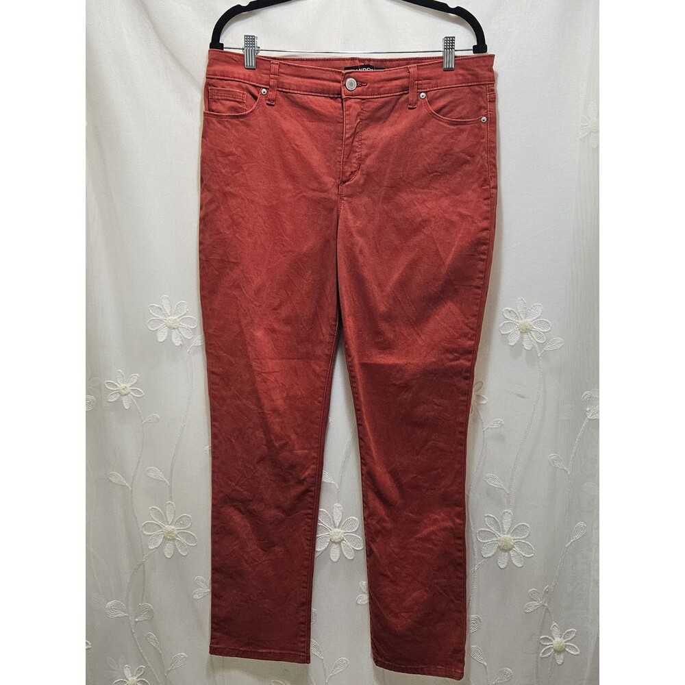 Bandolino Womens Size 12 Red Jeans Solid Casual Stylish Comfort High Rise Clean